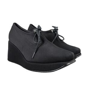 Edward Paul Shoes Women 8.5 Wedge Oxford Fashion Platform Lace Up Academia Black